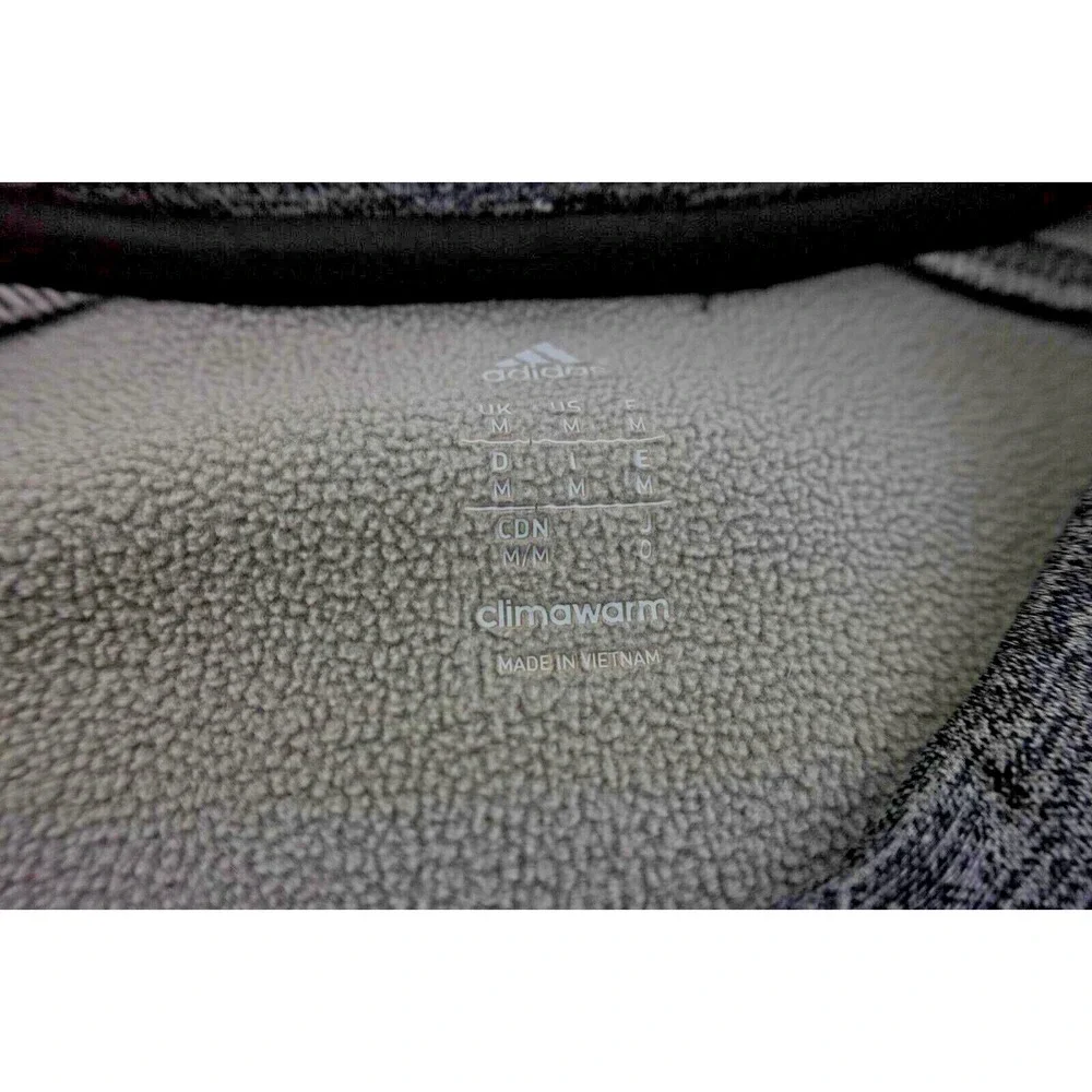 ADIDAS Gray Black Marled Print Climawarm Long Sleeve‎ Sweater Top M Pullover